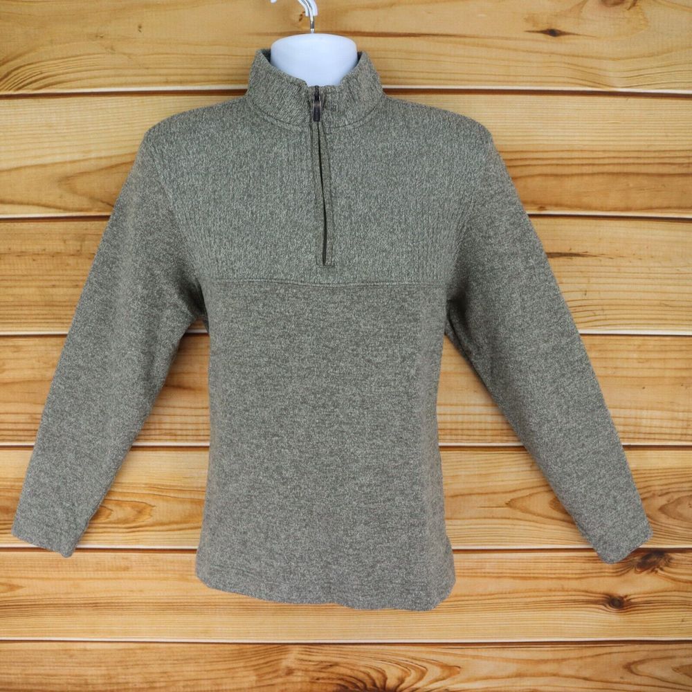 Van‎ Heusen Flex Pullover Sweater 1/4 Zip Mock Neck Mens L Brown Heathered Soft